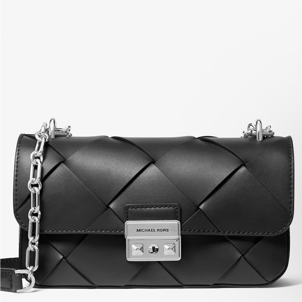 NEW Michael Kors Black Woven Crossbody Bag